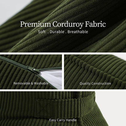 Pat. Pend. Corduroy Lumbar Support Back Pillow for Watching TV, Reading & Gaming, Ergonomic Triangle Support Cushion for Sofa, Armchair & Bed Sitting, Removable Washable Cover, Beige Gray