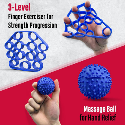 FitBeast Grip Strength Trainer, Hand Gripper Strengthener Kit - 6 Pack with Adjustable Resistance Forearm Strengthener, Forearm Exerciser and Massage Balls for Hand Therapy, Grip Training