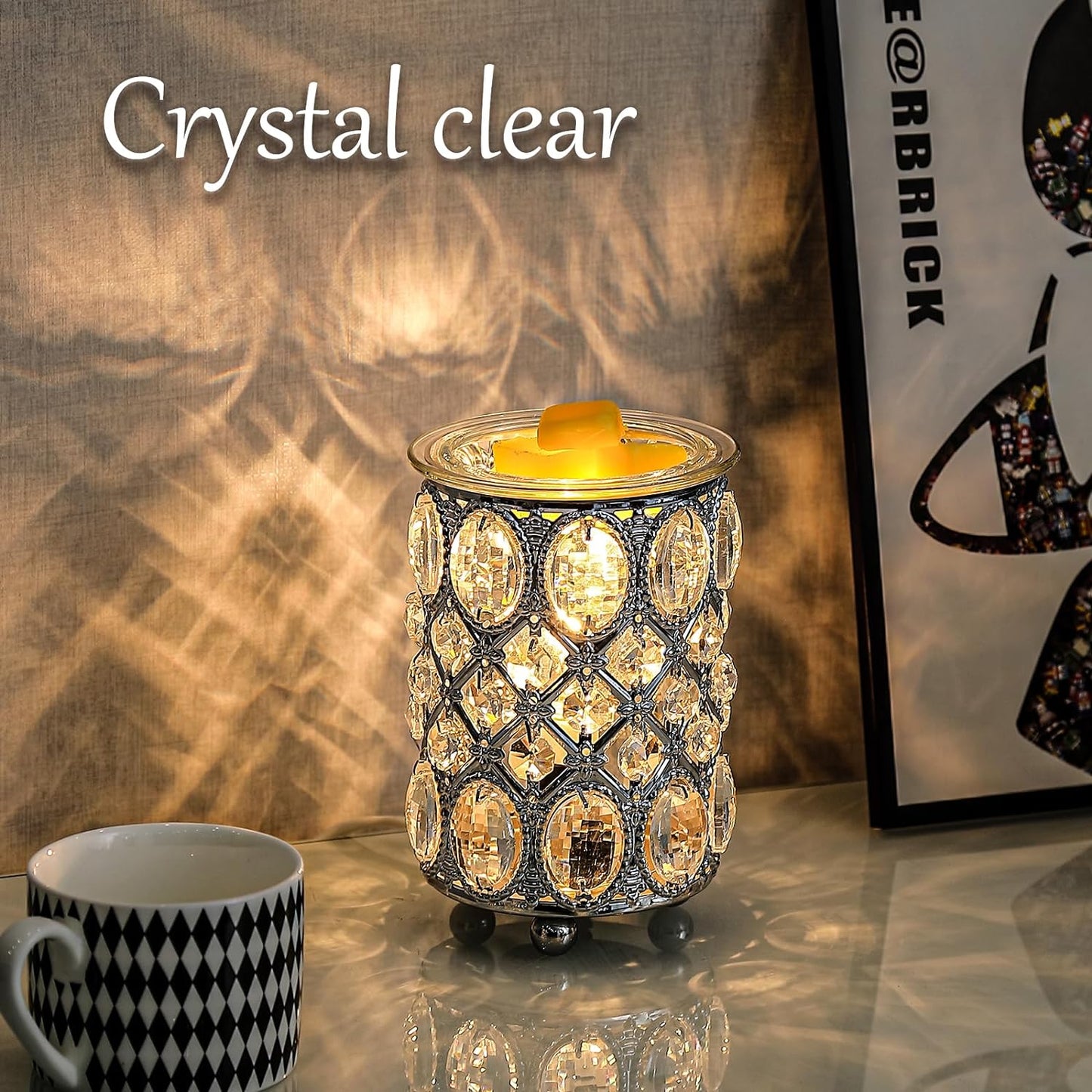 Leyoue Electric Crystal Wax Melt Warmer - Bulb Heating, Elegant Crystal Design, Quickly Melts Wax Blocks, Releases Long-Lasting Fragrance, Perfect Candle Wax Burner and Wax Warmer for Home Decor