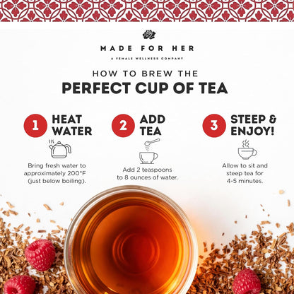 Made For Her Raspberry Leaf Tea – Cut and Sifted Loose Leaf Herbal Tea – Caffeine Free Botanical Tea for Daily Wellness & Relaxation Rituals – 4 oz