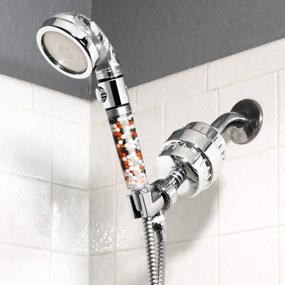 Original StoneStream Filtered Shower Head, Eco Power High Pressure Water Softener Showerhead with ON/OFF switch and Spa like Ionic beads for Dry Skin & Hair — 3 Spray Settings