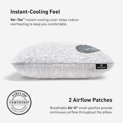 Bedgear Storm Performance Pillow, 1.0 Cooling Pillow for Side Sleepers, Medium Firm Support, Ver-Tex Cooling Cover, Air-X Mesh, Washable
