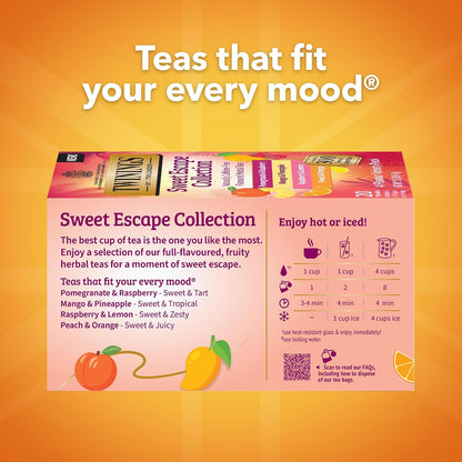 Twinings Sweet Escape Fruity Herbal Tea Variety, 20 Count, Pack of 6