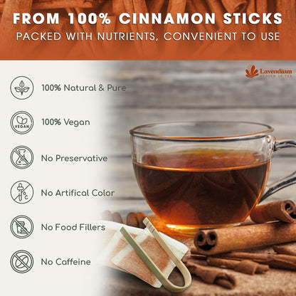 Lavendium Ceylon Cinnamon Tea Bags, Cinnamon Tea, Caffeine-Free