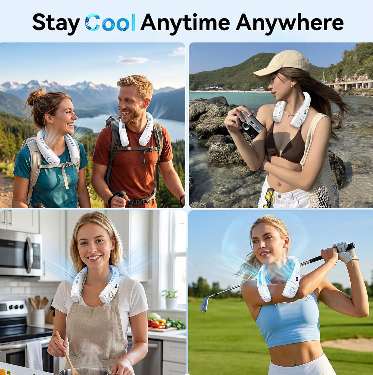 Neck Fan Air Conditioner with Large Cooling Plate, Portable Neck Fans that Blow Cold Air 360° Airflow, Wearable Personal AC Quiet Back Air Outlet 6000mAh Rechargeable,Gifts for Men Women Travel Office
