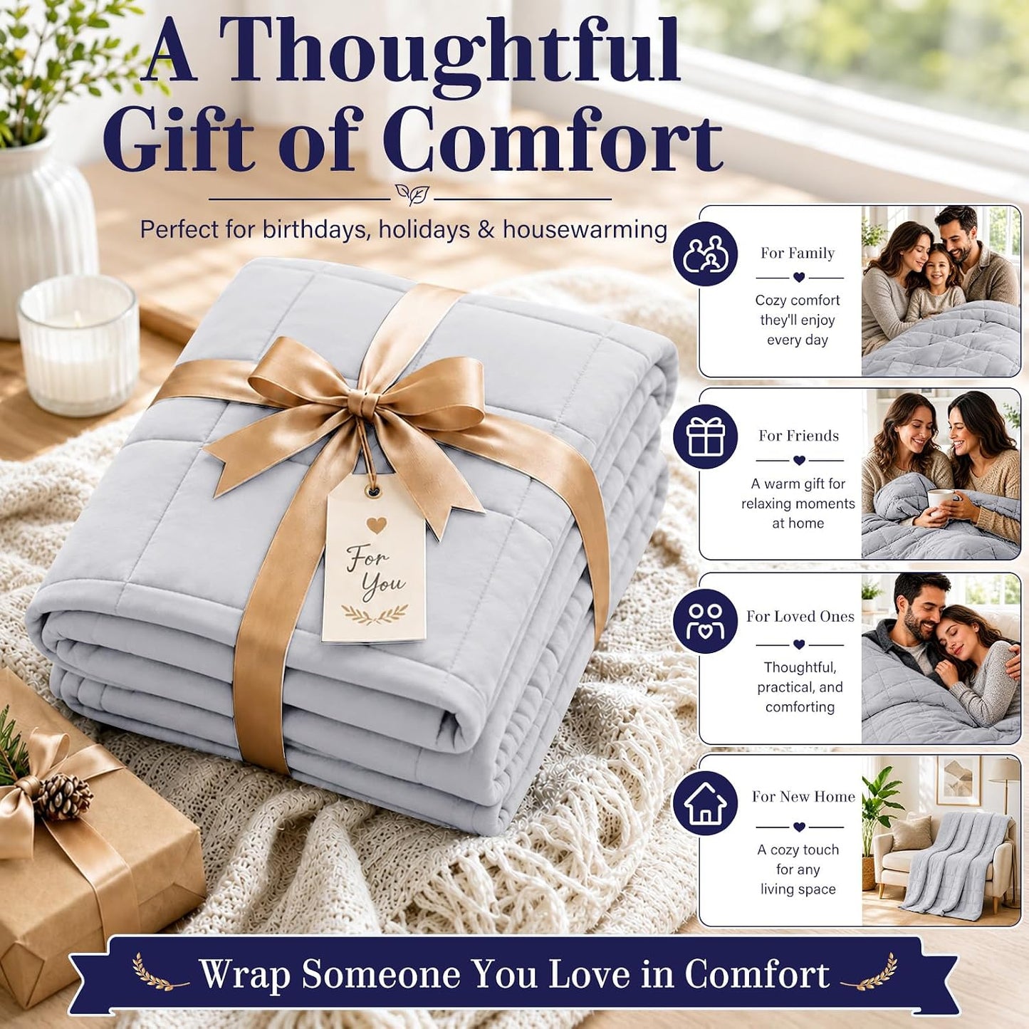L'AGRATY Weighted Lap Pad 7lb: Small Weighted Blanket for Adults - Cooling Portable Travel Blanket for Relaxation Sleeping - Washable All-Season (29" x 24")