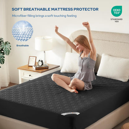 BEDLORE Waterproof Mattress Protector, King Size Mattress Pad with Deep Pocket 6"-18" Depth, Soft Noiseless Dirt-Proof Bed Mattress Cover Washable for Home, Bedroom, Hotel (Gray)