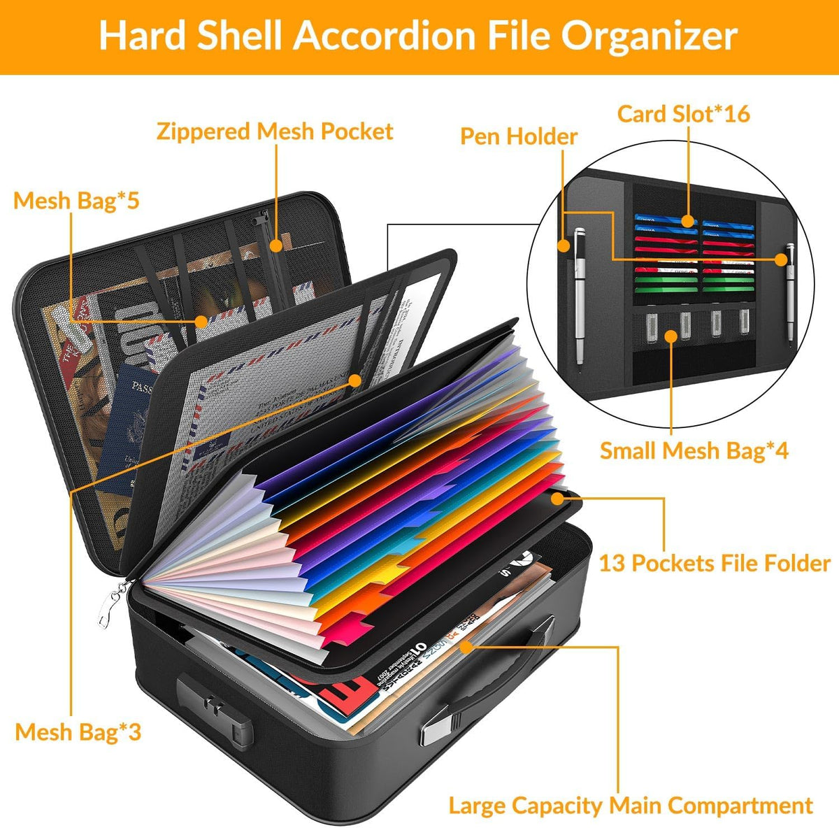 onvvippiv Important Document Organizer Folio Accordion File Organizer