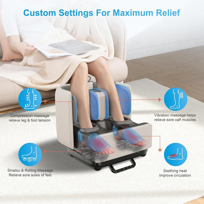 COMFIER 2 in 1 FSA Foot Massager Machine, HSA Shiatsu Foot and Calf Massager with Heat,Kneading,Vibration,Compression Massagers for Feet Health,Ankle & Leg Tired, Plantar Fasclitis,Gift for Men Women