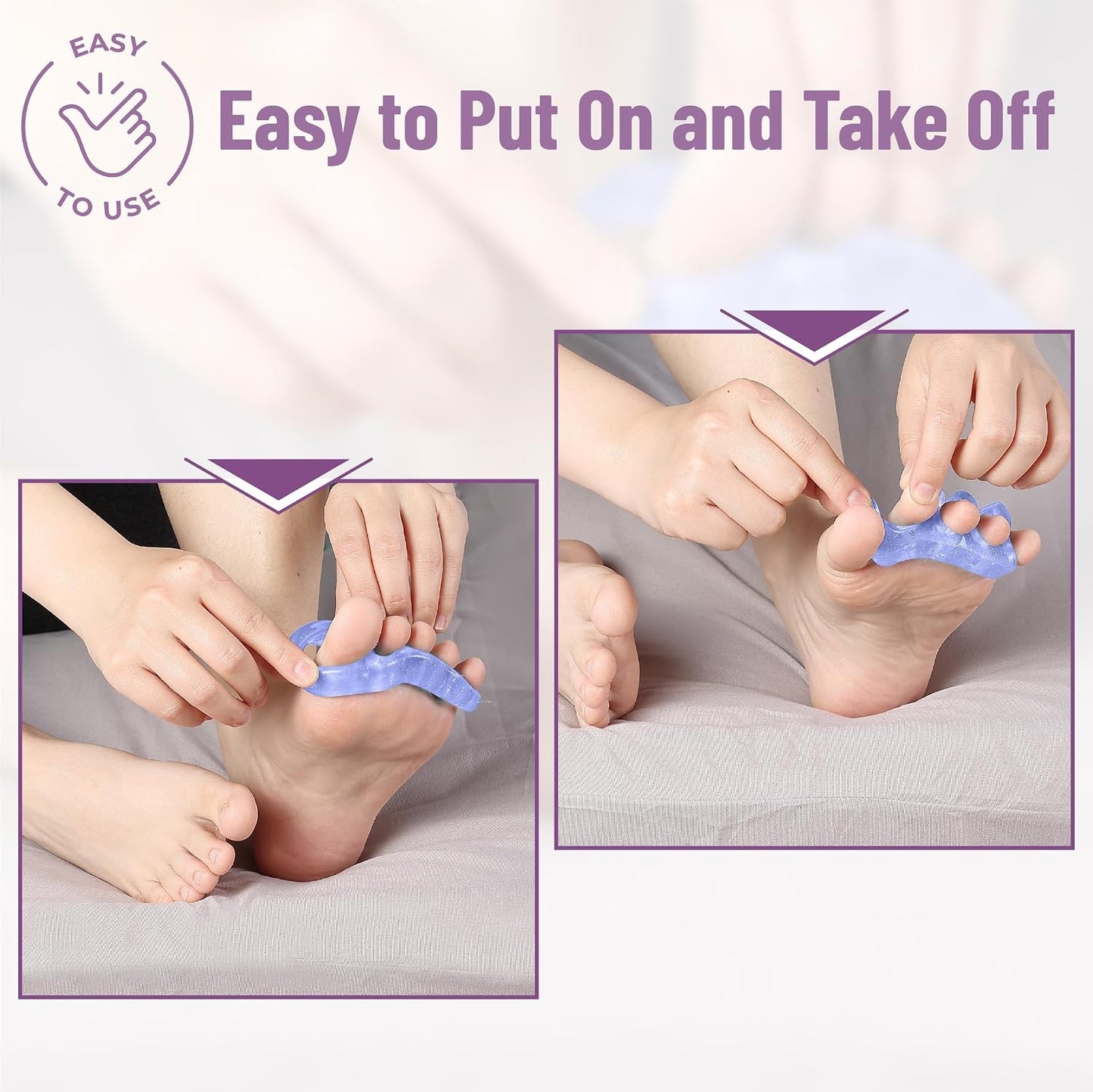 DR. JK- ToePal Gel Toe Separator, 2 Pairs, Toe Spacers, Toe Straightener, Hammer Toe Straightener, Toe Spreader, Toe Stretcher, Toe Corrector for Women and Men, Bunion Corrector