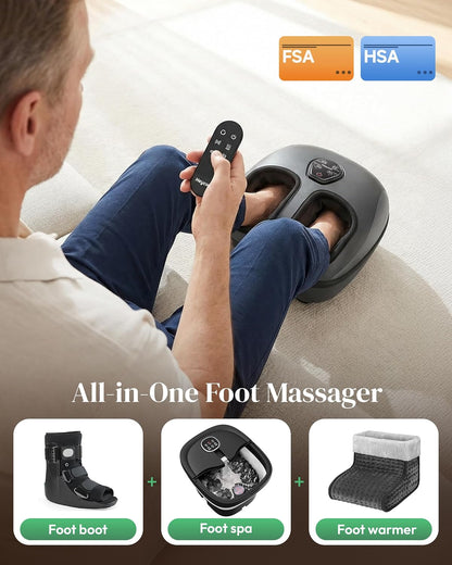 Heycool Shiatsu Foot Massager with Heat FSA Eligible HSA, Gift Men Women | [2026 Upgraded] Compression, Vibration, Deep Kneading Massager for Plantar Fasciitis, Neuropathy, Remote Control