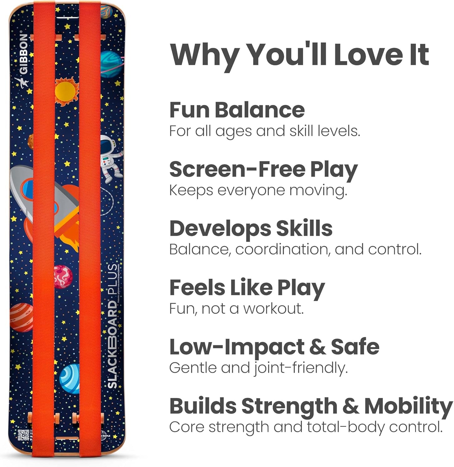 GIBBON SlackBoard - GiBoard Balance Board - Gift for Kids & Adults - 1 & 2 Line Options - Slackline Balance Trainer for Core Workouts, Standing Desk Exercise, Home Gym, Yoga & More
