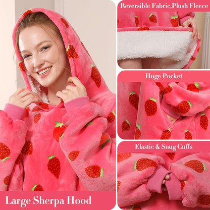 LetsFunny Blanket Hoodie,Oversized Wearable Sherpa Fleece Blanket Sweatshirt,Super Soft Warm Cozy with Giant Pocket,Gifts for Women Men Adults Teenagers, One Size Fits All