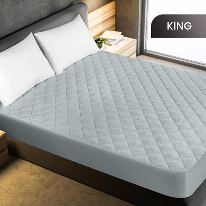 Quilted Fitted Mattress Pad, Queen Mattress Protector Topper with Deep Pocket Stretches up to 16 Inches, Machine Washable Mattress Cover by Utopia Bedding (White)