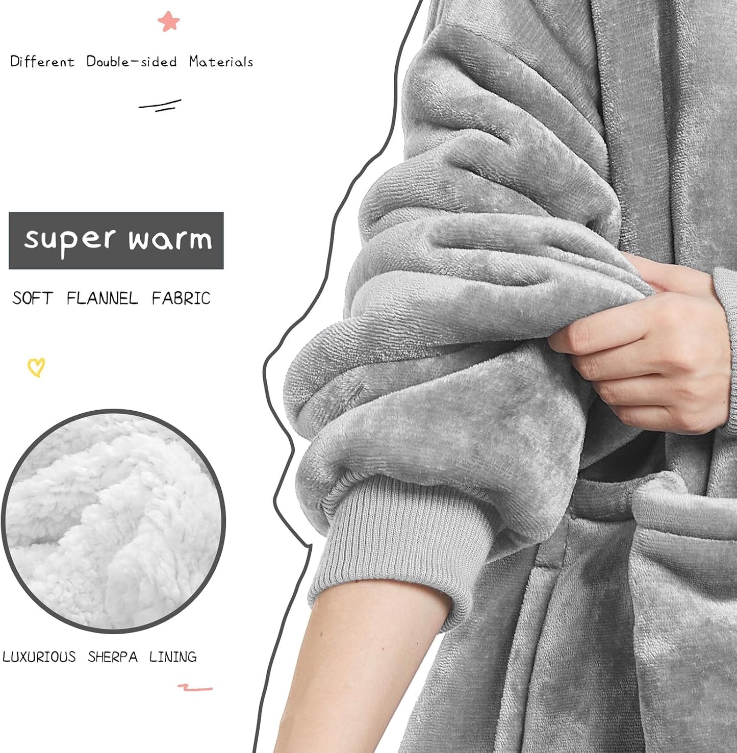 Aemilas Wearable Blanket Hoodie - Warm Sherpa Blanket Sweatshirt as Gifts for Adult Women Mom Men, One Size Fits All