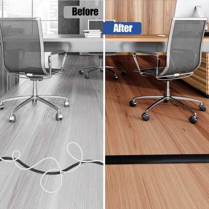 Floor Cord Cover Self Adhesive Cord Hider,10FT Cable Management, Extension Strip Protector for Wires, Prevent Cable Trips for Offices, Gyms, Exhibitions Cavity 0.39"(W) x 0.27"(H) BrownWood