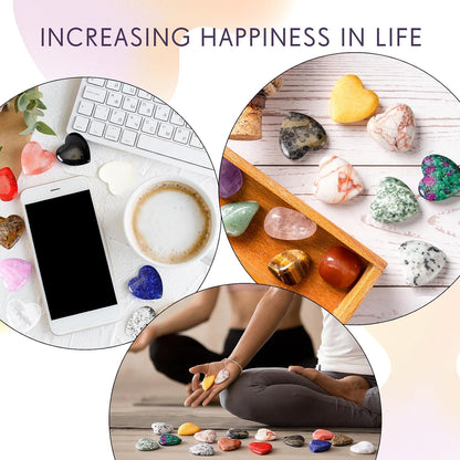 Nuenen 72 Pcs Heart Worry Healing Stone 0.8 in Polished Crystal Chakra Gems