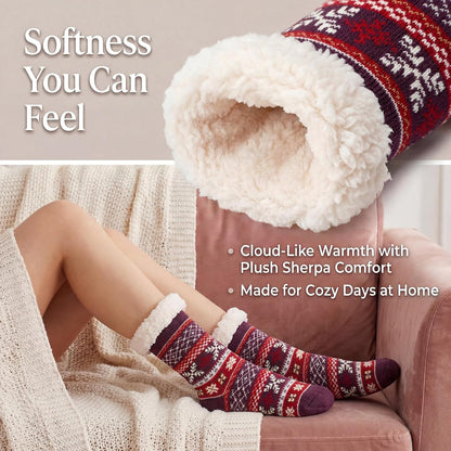 Cozylook Fuzzy Slipper Socks for Women with Grips Warm Cozy Soft Non-Slip Winter Socks Cozy Gift Idea