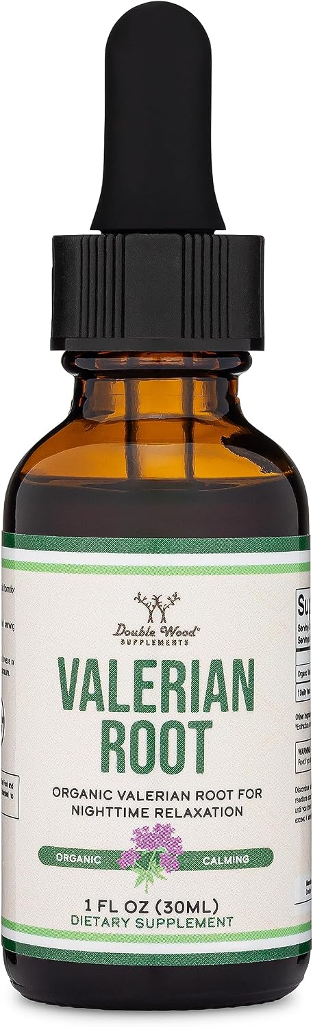 Valerian Root Liquid Drops 168mg, Organic, No Alcohol, Sleep + Calm, 1 oz