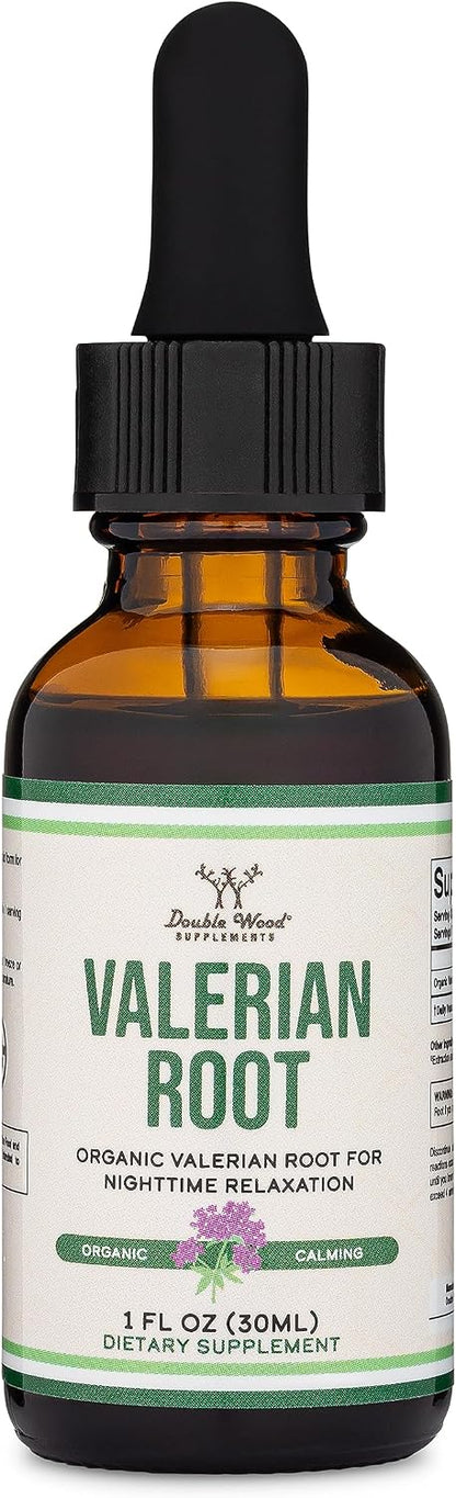 Valerian Root Liquid Drops 168mg, Organic, No Alcohol, Sleep + Calm, 1 oz