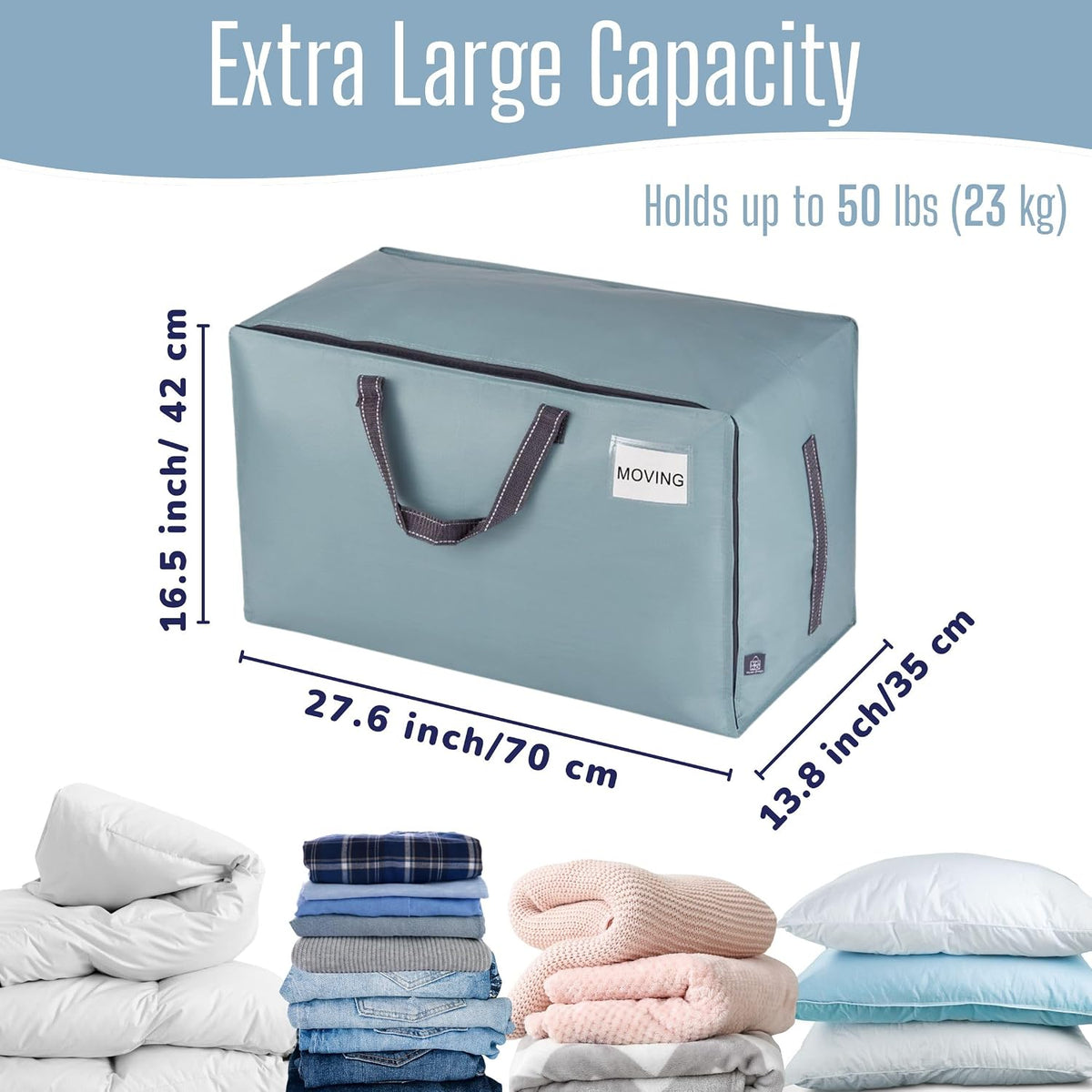 VENO Clear Extra Large Moving Bags & Storage Totes, Heavy Duty Organizer with Reinforced Handles & Strong Zippers for Clothes, College Dorm Essentials, Moving Supplies