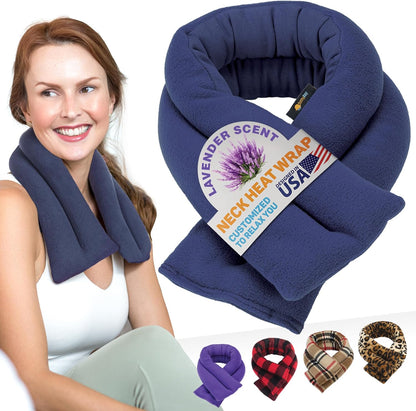 SunnyBay Microwavable Heating Pad for Neck and Shoulder, Heated Neck Wrap, Microwave Heat Pad, Weighted Beanbag Moist Hot or Cold Compress, 2.2 lbs, 26x4 Inches, Navy Blue