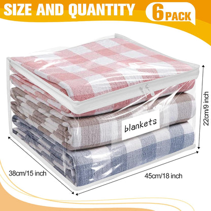 Plastic Storage Bags with Easy-Glide Zipper, Durable Clear Vinyl Zippered Storage Bags for Clothes Sweaters Comforters Blankets Sheets Bedding (15.7 x 13.8 x 3.9 Inch, Transparent White)