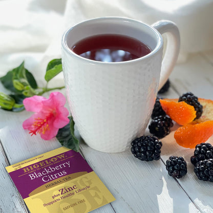Bigelow Tea Blackberry Citrus Plus Zinc Herbal Tea, 18 Count (Pack of 6)