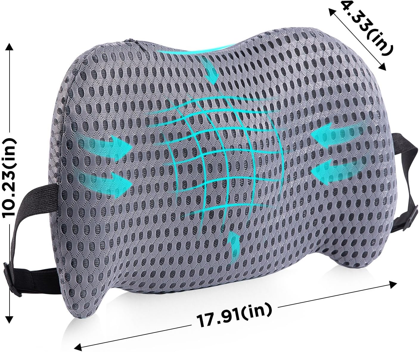 Lumbar Support Pillow for Office Chair, Car Lumbar Pillow Lower Back Pain Relief, Memory Foam Back Cushion with 4D Mesh Cover and Adjustable Straps, Ergonomic Chair Back Pillow for Car,Bed, Gaming