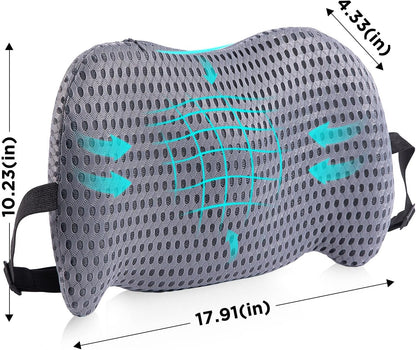 Lumbar Support Pillow for Office Chair, Car Lumbar Pillow Lower Back Pain Relief, Memory Foam Back Cushion with 4D Mesh Cover and Adjustable Straps, Ergonomic Chair Back Pillow for Car,Bed, Gaming