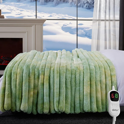 Heated Throw Blanket, Faux Fur Cozy Heating Blanket with Overheat Protection, 1/2/4/6/8 Hours Auto-Off 10 Heat Level, Machine Washable (50x60 Inches, Cream White)