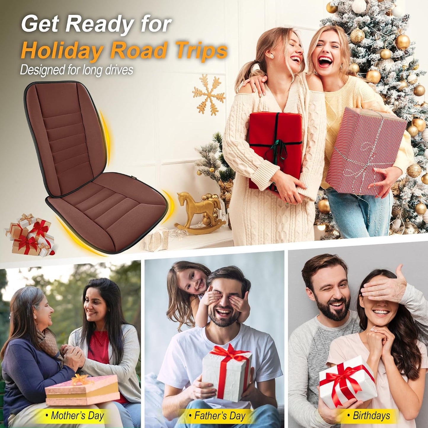 kingphenix Car Seat Cushion with Back Support Pillow: Enhanced Comfort Memory Foam Design for Pain Relief, Ideal for Drivers and Office Use - Ergonomic Lumbar Comfort for Long Sitting - Black