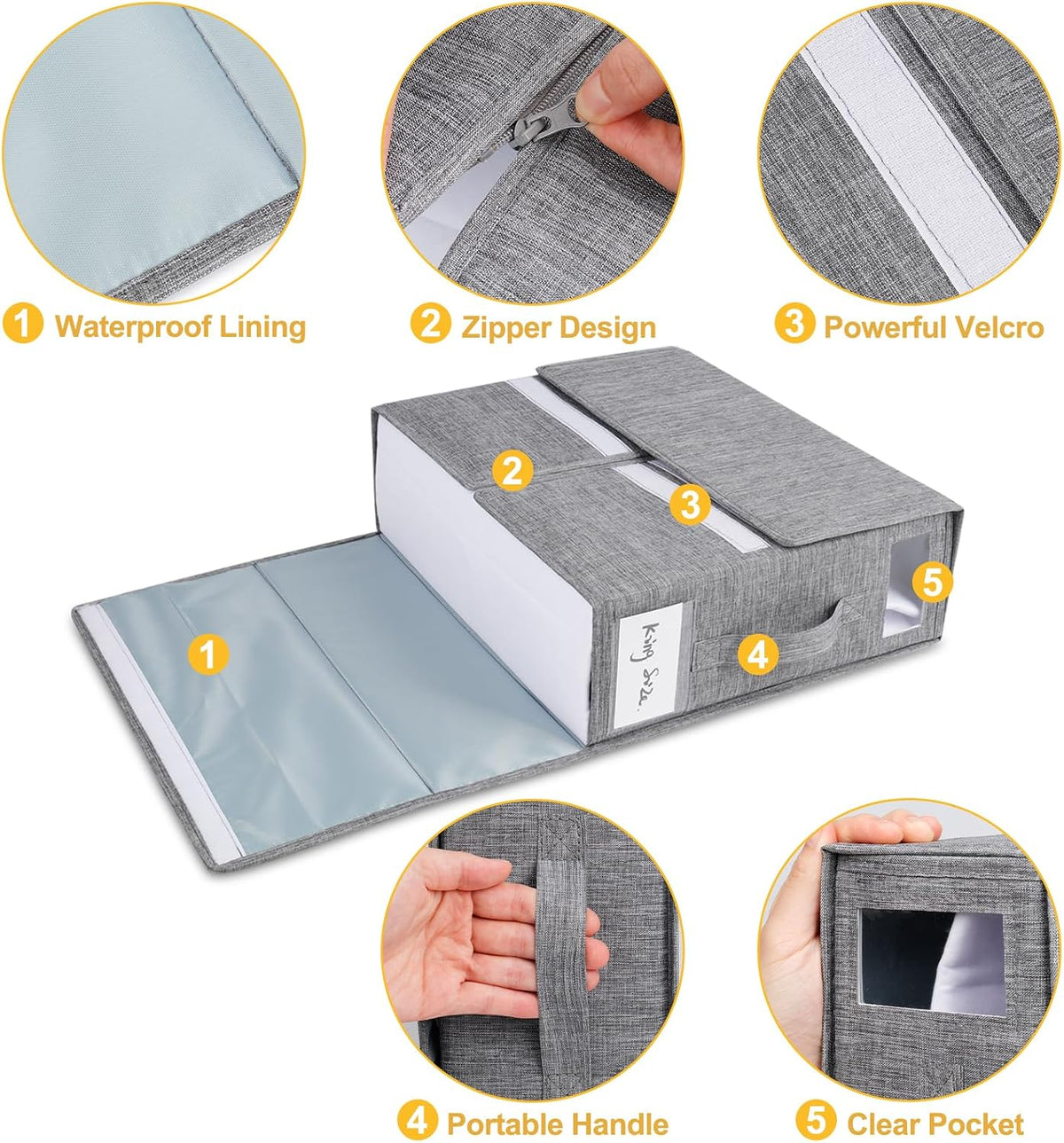 Cosybreeze Bed Sheet Organizers and Storage 2 Pack Foldable Linen Closet Organizer with Window - Full/Twin Size Bedding Storage for Duvet Cover, Bedding Clothes (Gray)
