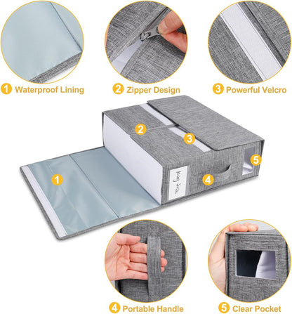 Cosybreeze Bed Sheet Organizers and Storage 2 Pack Foldable Linen Closet Organizer with Window - Full/Twin Size Bedding Storage for Duvet Cover, Bedding Clothes (Gray)