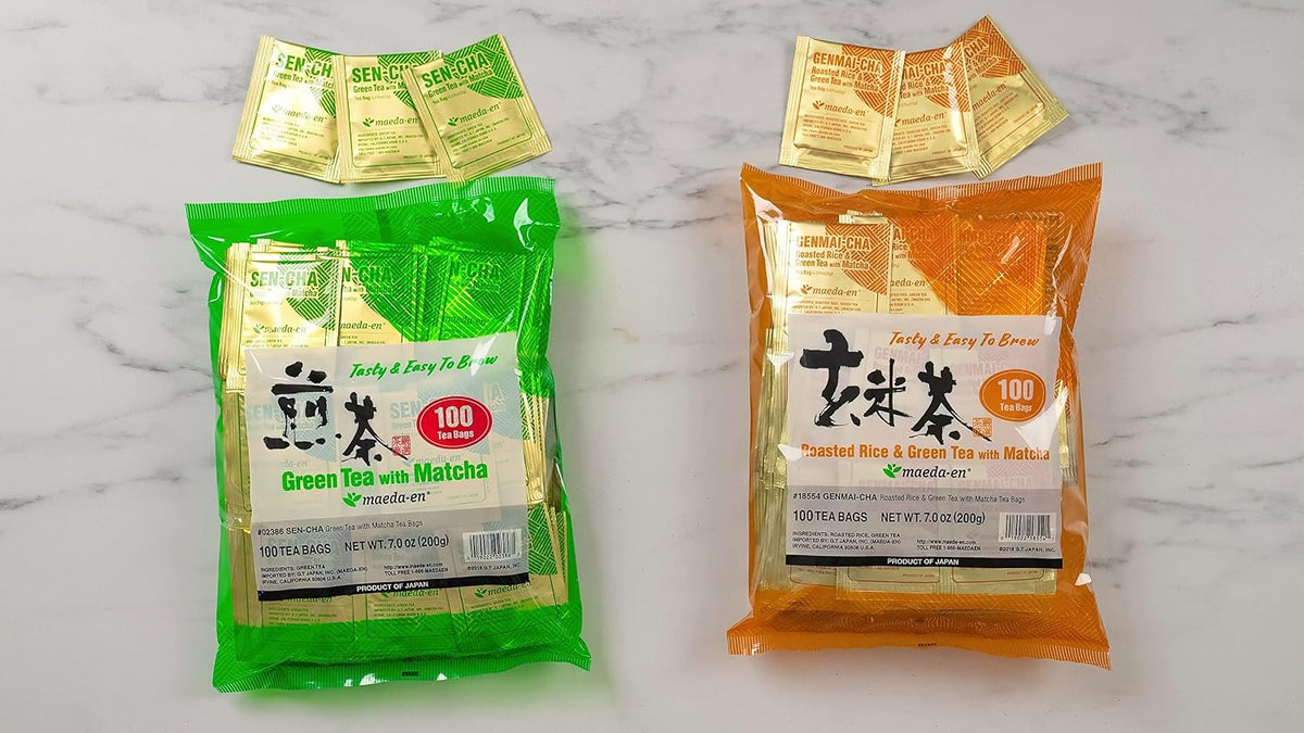 MAEDA-EN Sen-cha with Matcha Green 100 Tea Bags Powder Japanese Origin Green Tea Leaves Individually Wrapped Teabags 02386 1pk