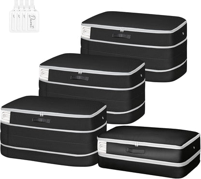 Comforter Storage Bag - Large Capacity Bedding Storage Bags Ultra Space Saving Self Compression Organizer, Washable Compression Bags for Storage Comforter Blanket Duvet Pillow, Beige