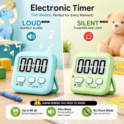 Antonki 2 Pack Digital Timer for Kids Classroom Kitchen Timers for Cooking