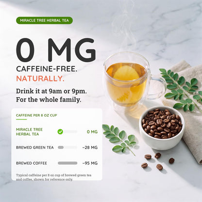 Miracle Tree Organic Moringa Tea, Apple Cinnamon, Caffeine-Free, 25 Bags