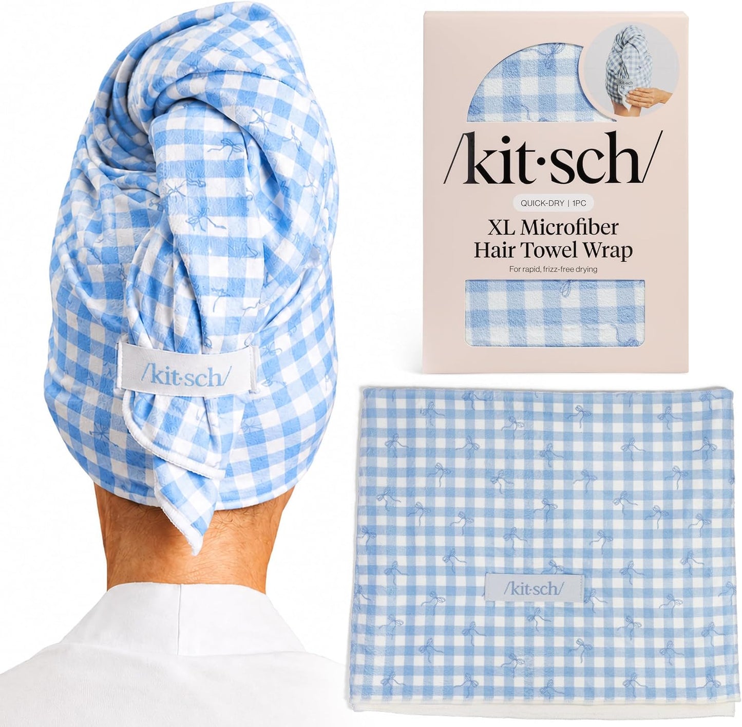 Kitsch Plush Microfiber Hair Towel Wrap for Women – Ultra Absorbent Microfiber Bath Towels for Wet, Curly, Long or Short Hair – Anti-Frizz Hair Wrap, Great Hair Care Gifts for Women