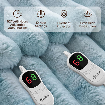 Heated Throw Blanket, Faux Fur Cozy Heating Blanket with Overheat Protection, 1/2/4/6/8 Hours Auto-Off 10 Heat Level, Machine Washable (50x60 Inches, Cream White)