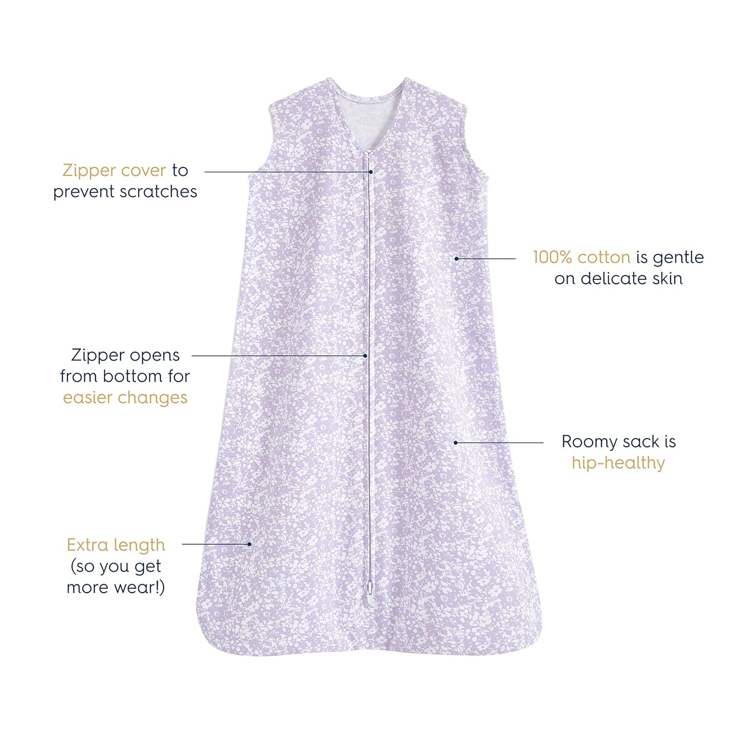 HALO SleepSack, 100% Cotton Wearable Blanket, Swaddle Transition Sleeping Bag, TOG 0.5, Ocean Life, Medium, 6-12 Months