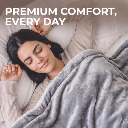 FILO ESTILO Electric Heated Throw Blanket 50"x60", 8ft Cord, 6 Heat Levels, Auto Shut Off, Machine Washable | Sherpa Heated Throw Blanket for Couch, Sofa & Bed Rapid Heating - Natural, Grey