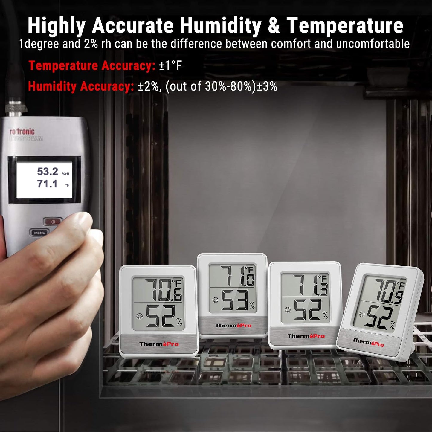 TempPro TP49 Digital Hygrometer Indoor Thermometer Humidity Meter Room Thermometer with Temperature and Humidity Monitor Mini Hygrometer Outdoor Thermometer (Previously ThermoPro)
