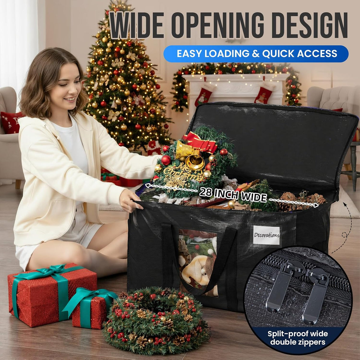 TAILI Blue Extra Large Moving Bags,Storage Bags with Visible Window