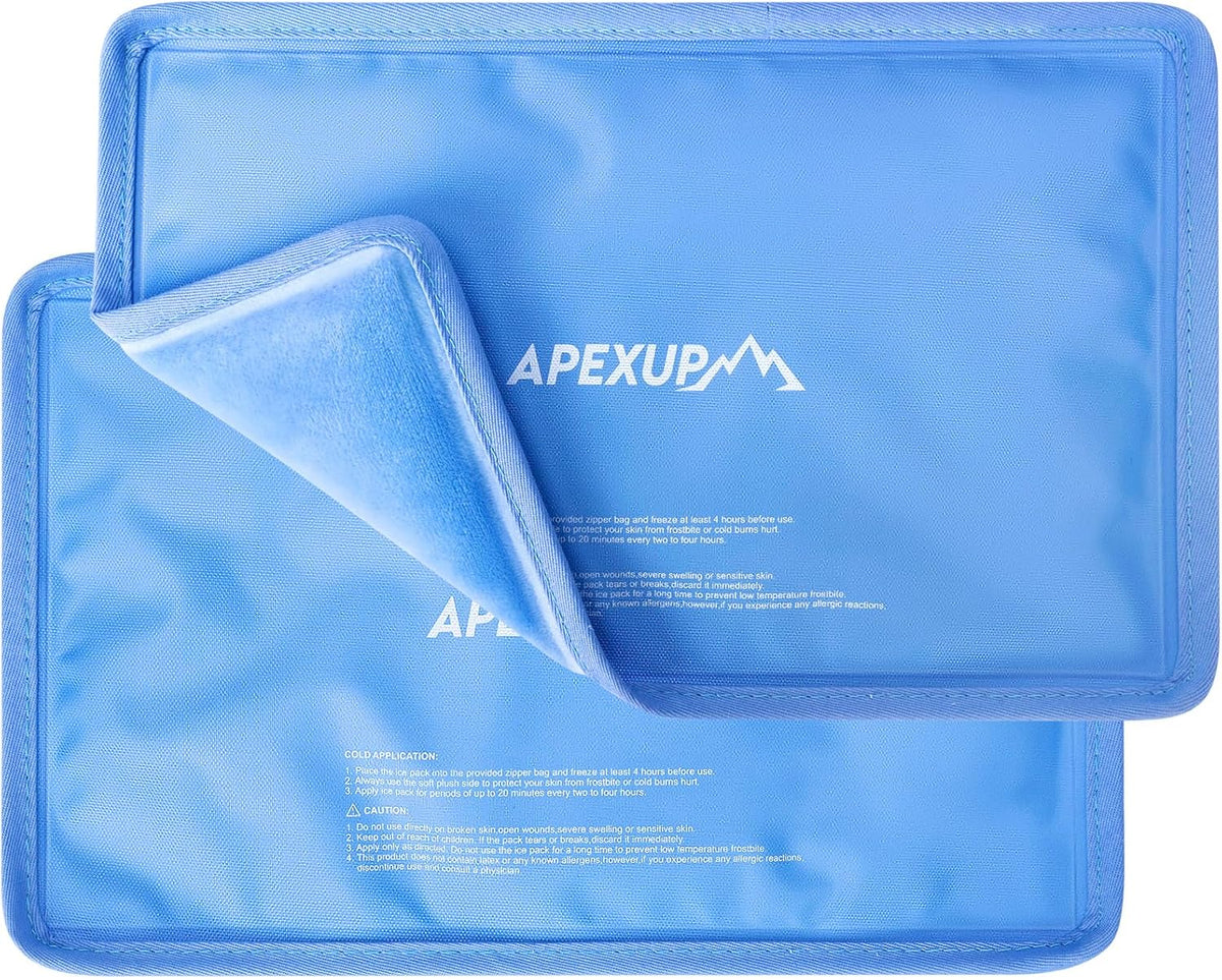 APEXUP Gel Ice Packs for Injuries Reusable, Flexible Double Sided Cold Packs for Injuries, Ice Pack for Knee, Shoulder, Back, Hip, Leg, Arm (Blue, 11.5"x7.5", 1PK)