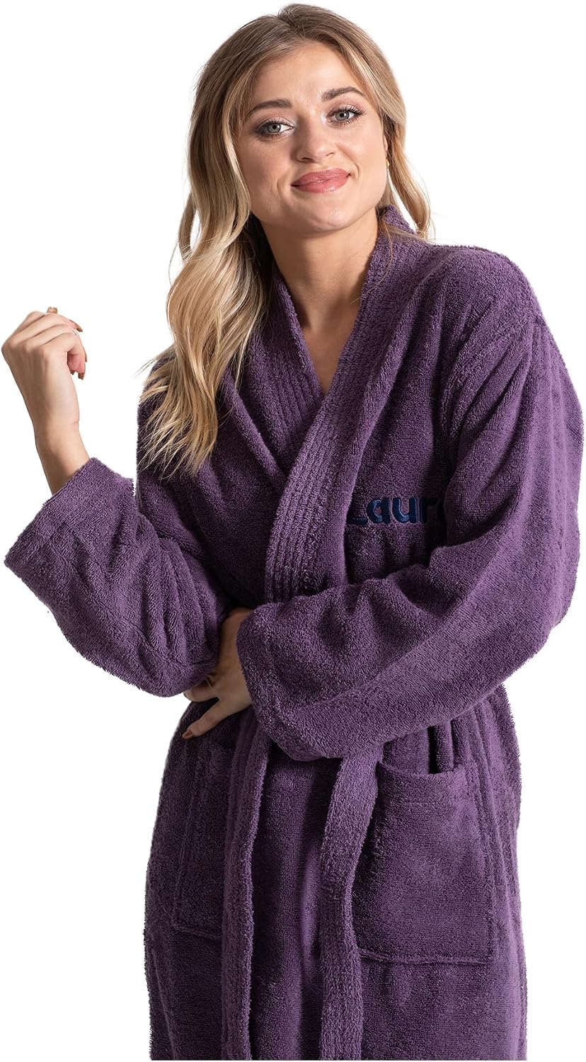 Turkuoise Soft & Absorbent Towel Robe, 100% Cotton Turkish Terry Cloth Kimono Bathrobes for Women