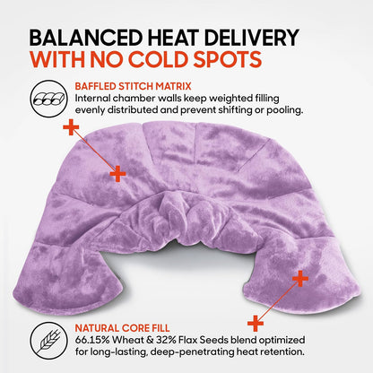 Sharper Image Heated Neck & Shoulder Wrap - Microwavable Warm & Cooling Plush Pad, Scented Aromatherapy (100% Natural Lavender & Herb Spa Blend), Pain Tension Headache Relief Therapy, Gift for Women