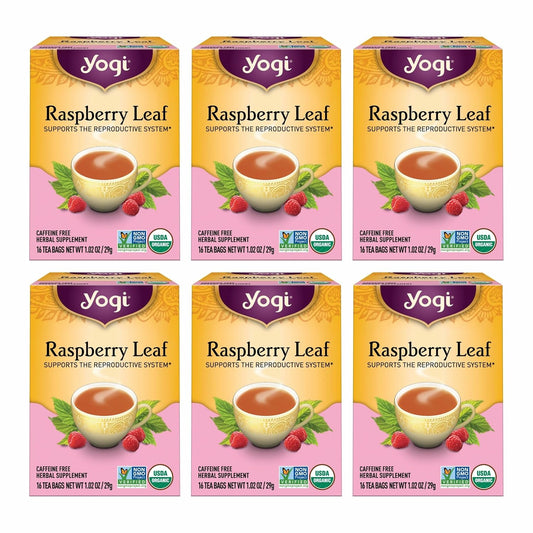 Yogi Raspberry Leaf Tea, 16 Tea Bags (6 Pack)