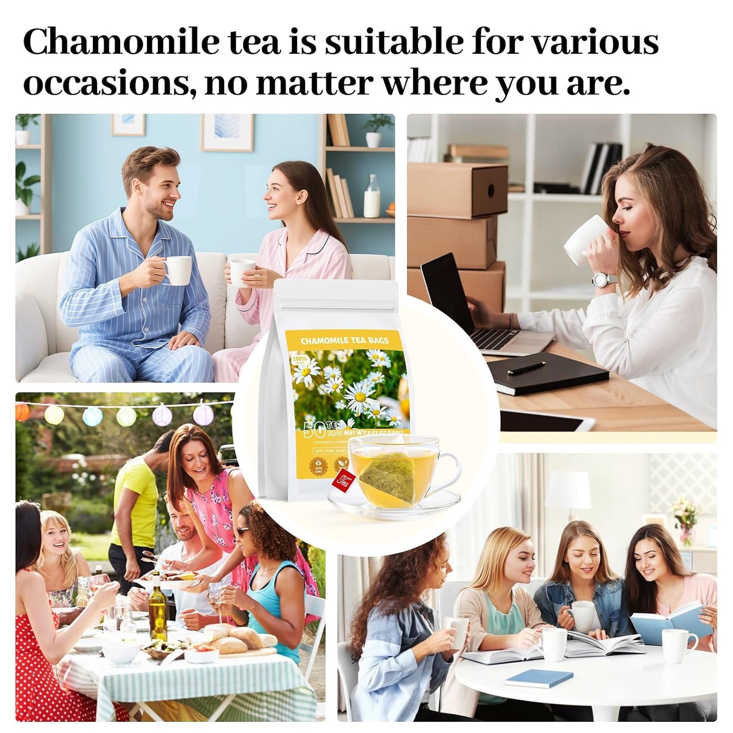 Peppermint Tea, 50 Tea Bags - Pure Peppermint Leaves, Caffeine Free Mint Herbal Tea Bags - Supports Healthy Digestion, Wellness & Refreshment (50 Counts, Pack of 1)