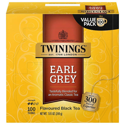 Twinings Earl Grey Black Bergamot Caffeinated Tea Bags, 100 CT Box (1 Pack)